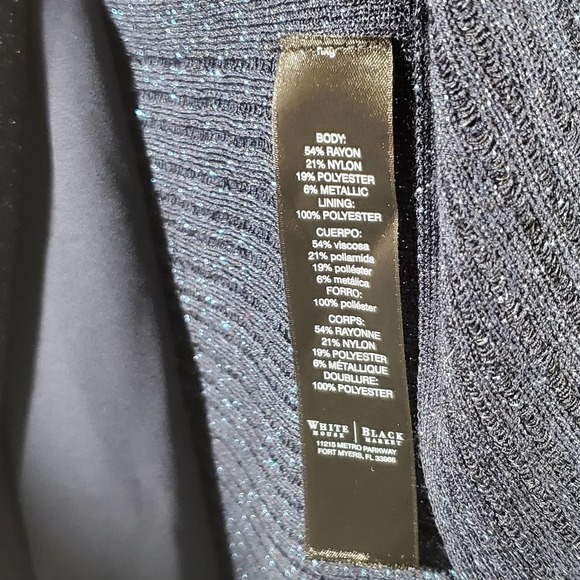 White House Black Market Asymmetric Drape Sleeve Shimmer Sweater Blue Medium - Picture 10 of 15